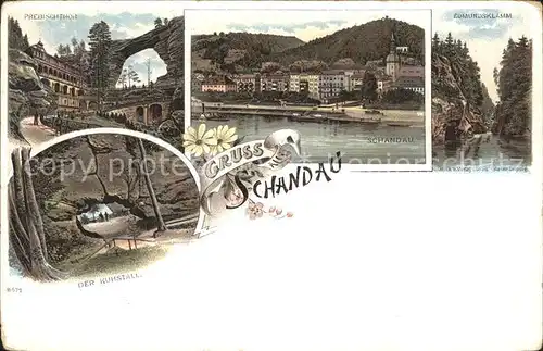 Schandau Bad Prebischtor Edmundsklamm Kuhstall Felsentor Elbsandsteingebirge Reichspost Litho Kat. Bad Schandau