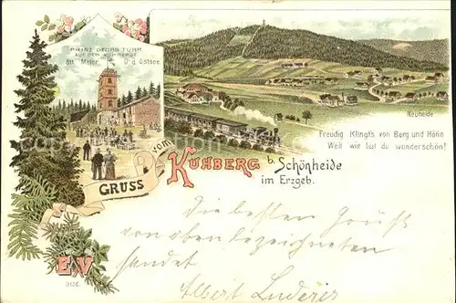 Schoenheide Erzgebirge Kuhberg Prinz Georg Turm Reichspost Litho Kat. Schoenheide Erzgebirge