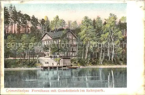 Crimmitschau Forsthaus mit Gondelteich im Sahnpark Kat. Crimmitschau