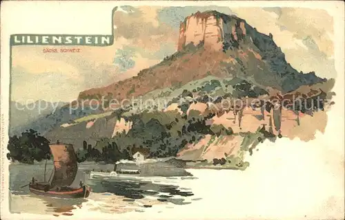 Lilienstein Elbsandsteingebirge Kuenstlerkarte Kat. Bad Schandau