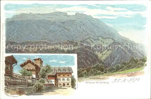 Grosser Winterberg Berghotel Elbsandsteingebirge Kuenstlerkarte / Bad Schandau /Saechsische Schweiz-Osterzgebirge LKR
