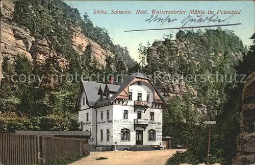 Porschdorf Waltersdorfer Muehle Polenztal Felsen Elbsandsteingebirge Kat. Porschdorf