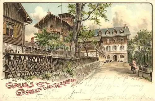 Grosser Winterberg Berghotel Aussichtsturm Kuenstlerkarte / Bad Schandau /Saechsische Schweiz-Osterzgebirge LKR