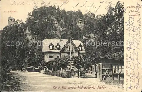 Porschdorf Hotel Restaurant Waltersdorfer Muehle Talwaechter Felsen Elbsandsteingebirge Kat. Porschdorf