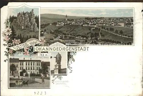 Johanngeorgenstadt Panorama Felsen Elbsandsteingebirge Hotel Saxe Denkmal Kat. Johanngeorgenstadt