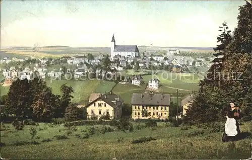 Schneeberg Erzgebirge Gesamtansicht Bergstadt Kirche Kat. Schneeberg