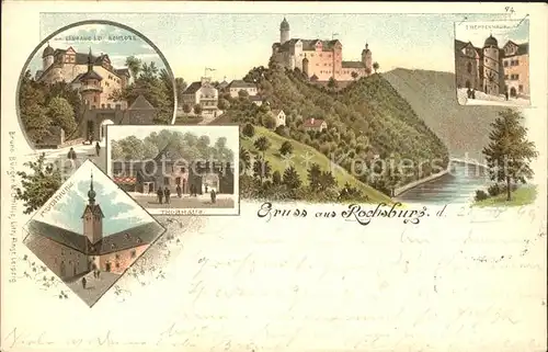 Rochsburg Schloss Pulverturm Treppenhaus Torhaus Litho Kat. Lunzenau