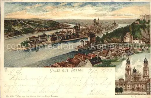Passau Dreifluessestadt Donau Inn Ilz Dom Kuenstlerkarte Kat. Passau
