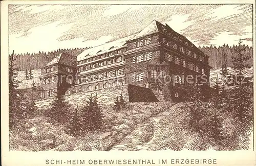 Oberwiesenthal Erzgebirge Schiheim Zeichnung Kuenstlerkarte Kat. Oberwiesenthal
