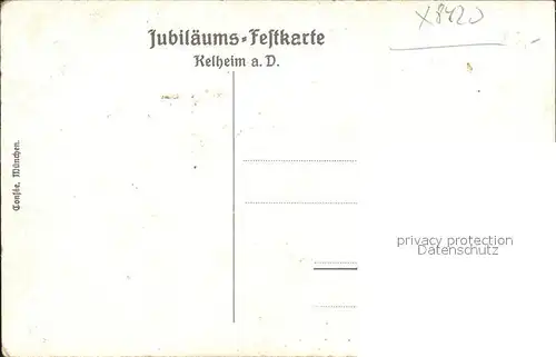 Kelheim 100 Jahrfeier der Deutschen Befreiungskaempfe Befreiungshalle Soldat Jubilaeums Festkarte Kuenstlerkarte Kat. Kelheim Donau