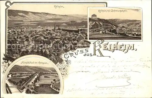 Kelheim Panorama Altmuehltal Befreiungshalle Litho Kat. Kelheim Donau