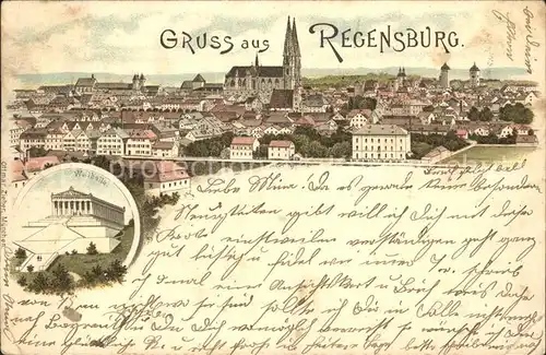 Regensburg Stadtbild mit Dom Walhalla Ruhmeshalle Kat. Regensburg