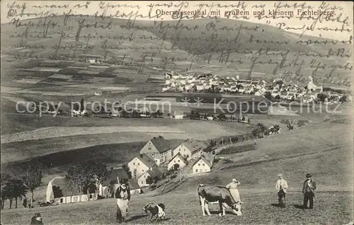 Oberwiesenthal Erzgebirge Panorama mit grossem und kleinem Fichtelberg Kat. Oberwiesenthal