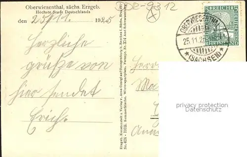 Oberwiesenthal Erzgebirge Fremdenhof Rotes Vorwerk im Winter Kat. Oberwiesenthal