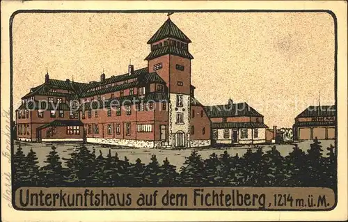 Oberwiesenthal Erzgebirge Fichtelberg Unterkunftshaus Kuenstlerkarte Kat. Oberwiesenthal