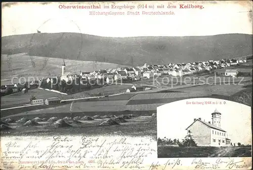 Oberwiesenthal Erzgebirge Panorama mit Keilberg Unterkunftshaus Bahnpost Kat. Oberwiesenthal