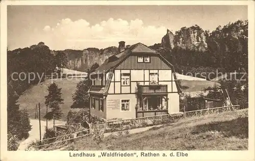 Rathen Saechsische Schweiz Landhaus Waldfrieden Elbsandsteingebirge Kat. Rathen Sachsen