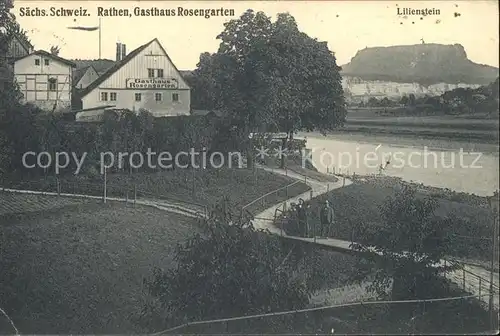 Rathen Saechsische Schweiz Gasthaus Rosengarten Elbe Lilienstein Elbsandsteingebirge Kat. Rathen Sachsen