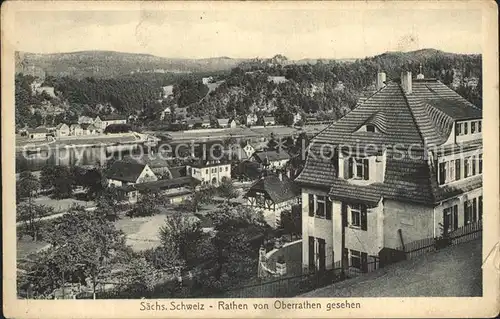 Rathen Saechsische Schweiz Panorama Blick von Oberrathen Kat. Rathen Sachsen