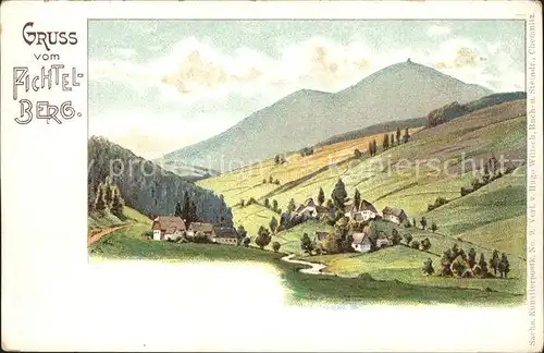 Oberwiesenthal Erzgebirge Panorama mit Fichtelberg Kuenstlerkarte Reichspost Kat. Oberwiesenthal