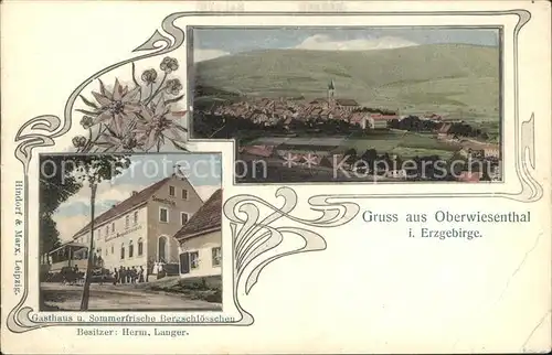 Oberwiesenthal Erzgebirge Gesamtansicht Gasthaus Sommerfrische Bergschloesschen Kat. Oberwiesenthal