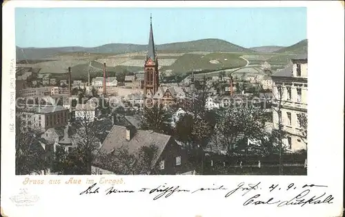 Aue Erzgebirge Ortsansicht mit Kirche Kat. Aue