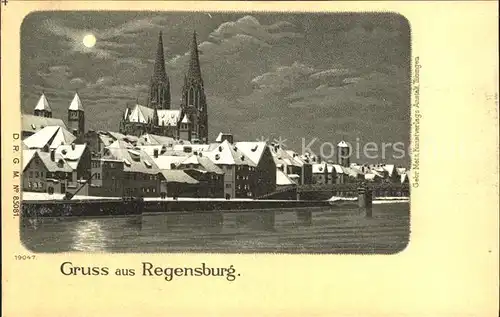 Regensburg Altstadt Dom im Mondschein Kat. Regensburg