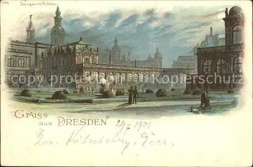 Dresden Zwinger mit Schloss Kat. Dresden Elbe