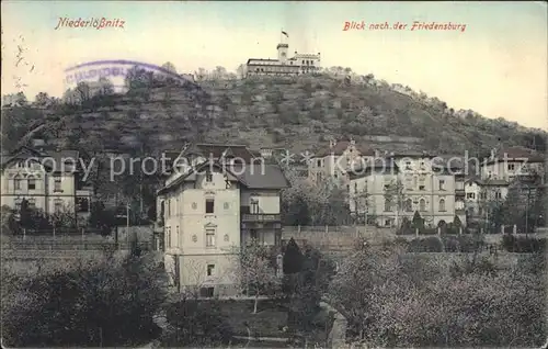 Niederloessnitz Blick nach der Friedensburg Kat. Radebeul