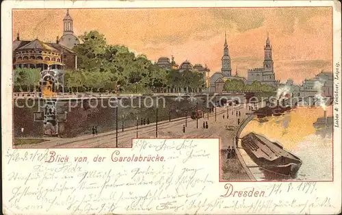 Dresden Blick von der Carolabruecke Kat. Dresden Elbe