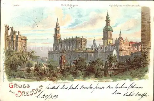 Dresden Koenigliches Schloss mit Hauptwache Theater Kat. Dresden Elbe