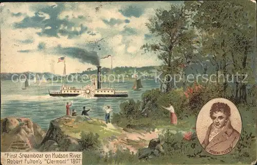 Hoboken New Jersey First Steamboat on Hudson River Robert Fultons Clermont 1807 / Hoboken /