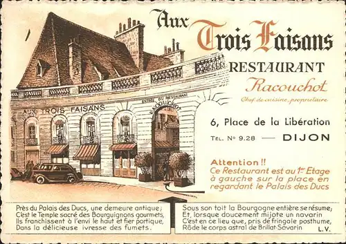 Dijon Cote d Or Aux Trois Faisans Restaurant Racouchot / Dijon /Arrond. de Dijon