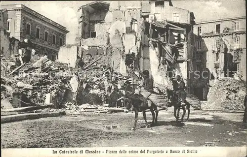 Messina Sicilia Le Catastrofe Piazza delle anime del Purgatorio e Banco di Sicilia / Messina /