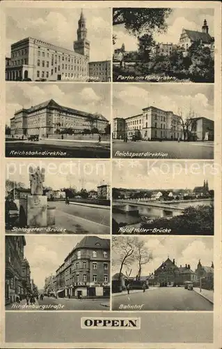 Oppeln Wingst Neues Rathaus Muehlengraben Reichsbahn und Postdirektion Schlageterbruecke AH Bruecke Hindenburgstr Bahnhof / Wingst /Cuxhaven LKR