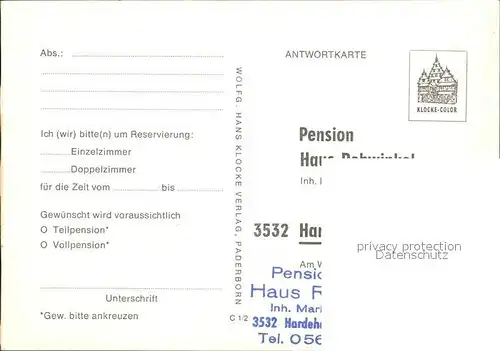Hardehausen Pension Rehwinkel / Warburg /Hoexter LKR