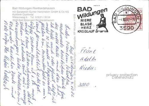Bad Wildungen Fliegeraufnahme Kurklinik Quellental / Bad Wildungen /Waldeck-Frankenberg LKR