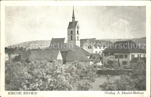 Riehen Teilansicht mit Kirche / Riehen /Bz. Basel Stadt