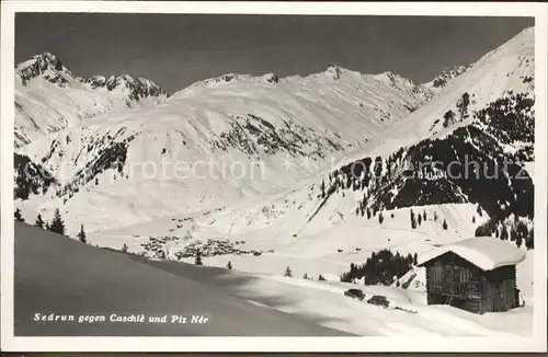 Sedrun mit Caschle und Piz Ner / Sedrun /Bz. Surselva