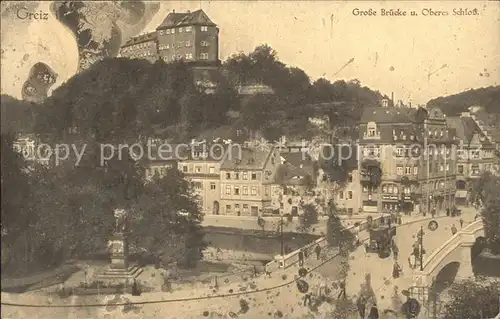 Greiz Thueringen Grosse Bruecke und Oberes Schloss / Greiz /Greiz LKR