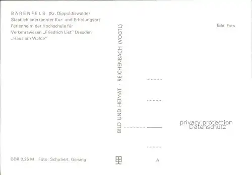 Baerenfels Erzgebirge Ferienheim der Hochschule Friedrich List / Altenberg /Saechsische Schweiz-Osterzgebirge LKR