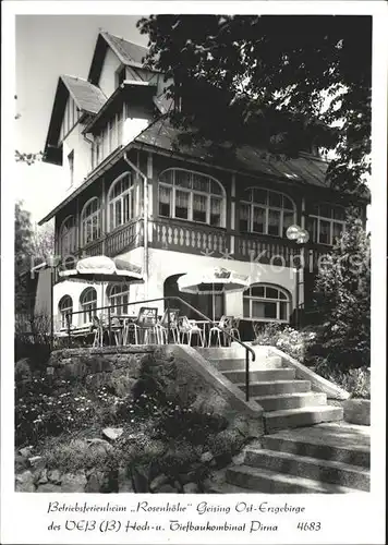 Geising Erzgebirge Btriebsferienheim Rosenhoehe / Geising Osterzgebirge /Saechsische Schweiz-Osterzgebirge LKR