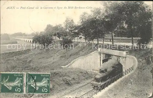 Agen Lot et Garonne Pont Canal sur la Garonne Ligne du Midi Bordeaux Cette Chemin de Fer / Agen /Arrond. d Agen