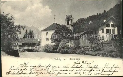 Gsteig Partie am Fluss Holzbruecke Kirche / Gsteig /Bz. Saanen