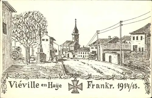 Vieville-en-Haye Dorfpartie Zeichnung / Vieville-en-Haye /Arrond. de Toul