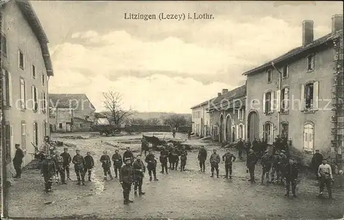 Lezey WK1 Soldaten im Dorf / Lezey /Arrond. de Chateau-Salins