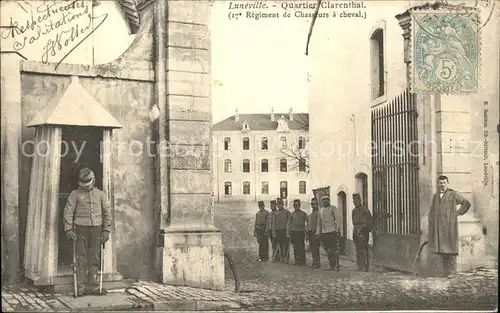 Luneville Quartier Clarenthal 17e Regiment de Chasseurs a cheval Stempel auf AK / Luneville /Arrond. de Luneville