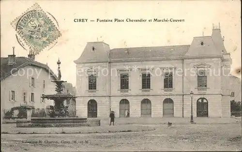 Cirey-sur-Vezouze Fontaine Place Chevandier Marche Couvert Stempel auf AK / Cirey-sur-Vezouze /Arrond. de Luneville