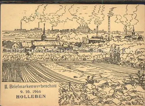 Holleben Gesamtansicht II. Briefmarkenwerbeschau Kuenstlerkarte / Teutschenthal /Saalekreis LKR