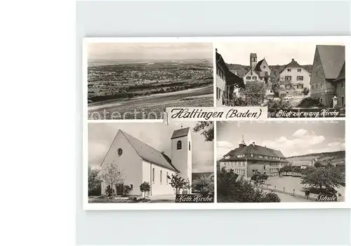 Haltingen Panorama Ev Kirche Kath Kirche Schule / Weil am Rhein /Loerrach LKR